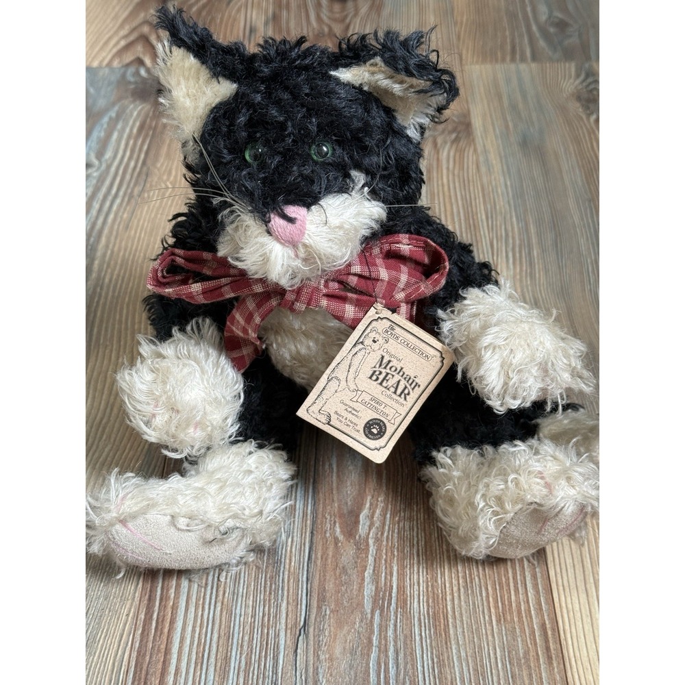 Boyds Spiro T. Cattington Mohair Medium Stuffed Cat Black White